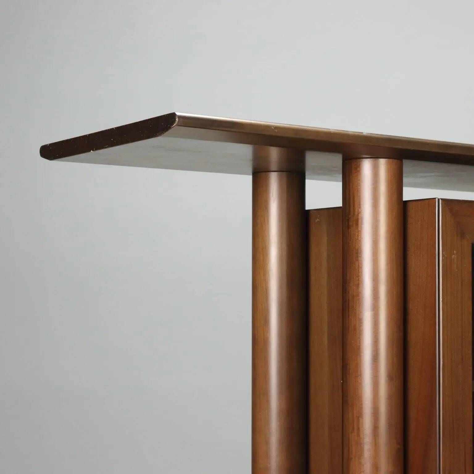 Vintage buffet in Tanganyika walnut and marble, Italy, 1980s.