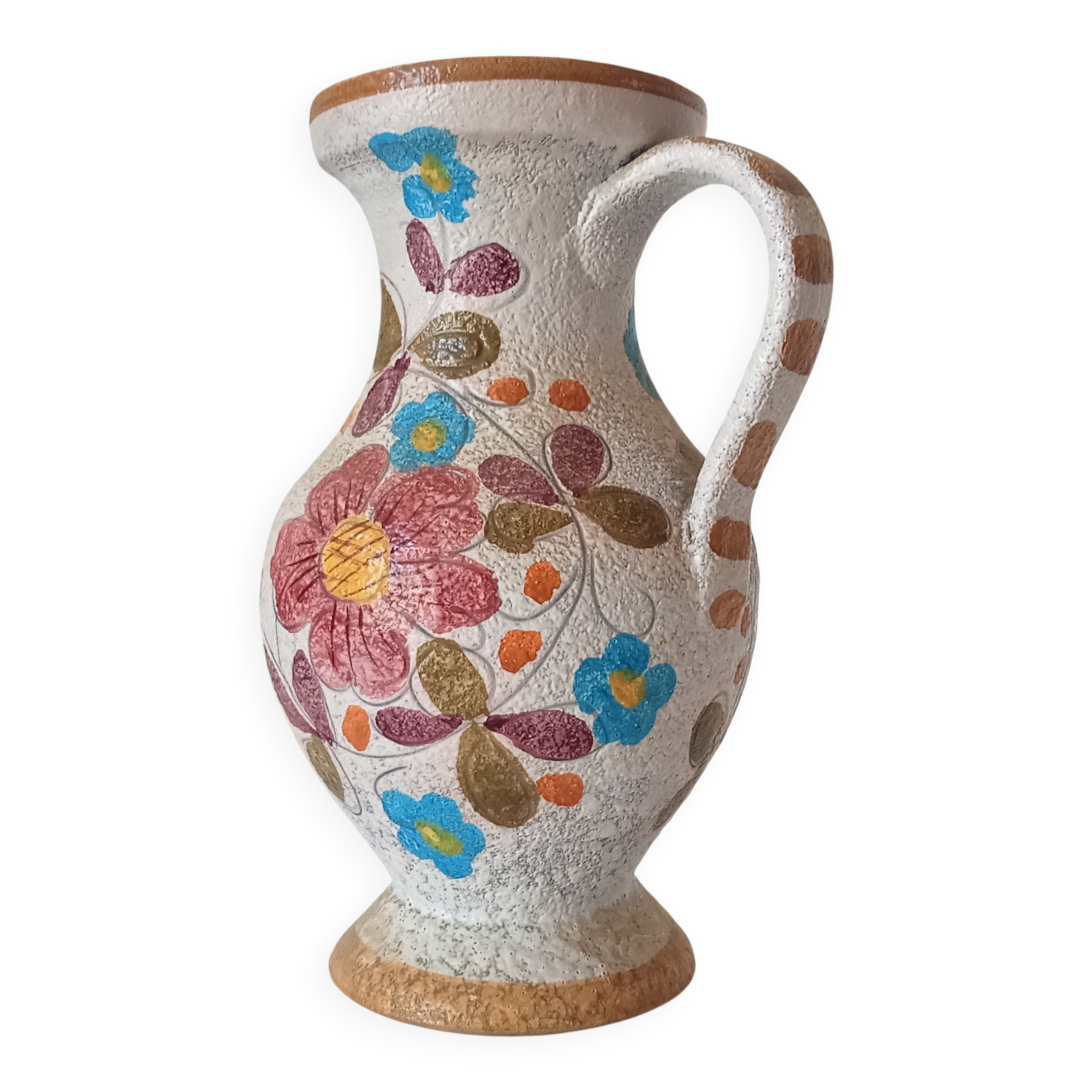 Vintage hand-painted handled vase