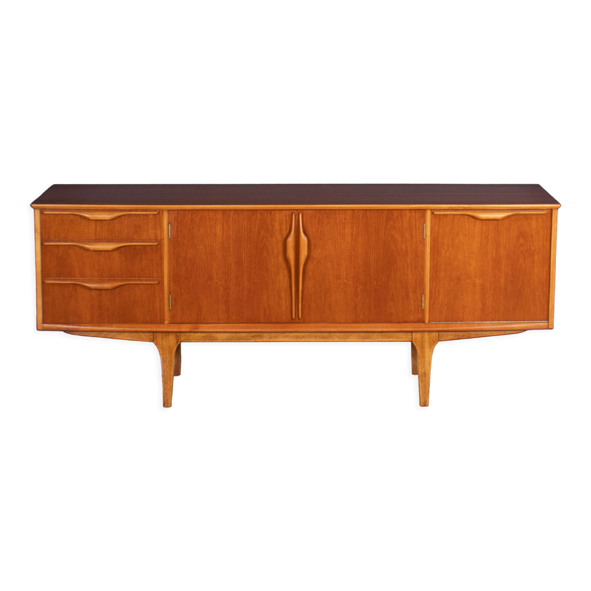 Retro 1960s Teak Jentique Mid Century Sideboard With Folded Handles