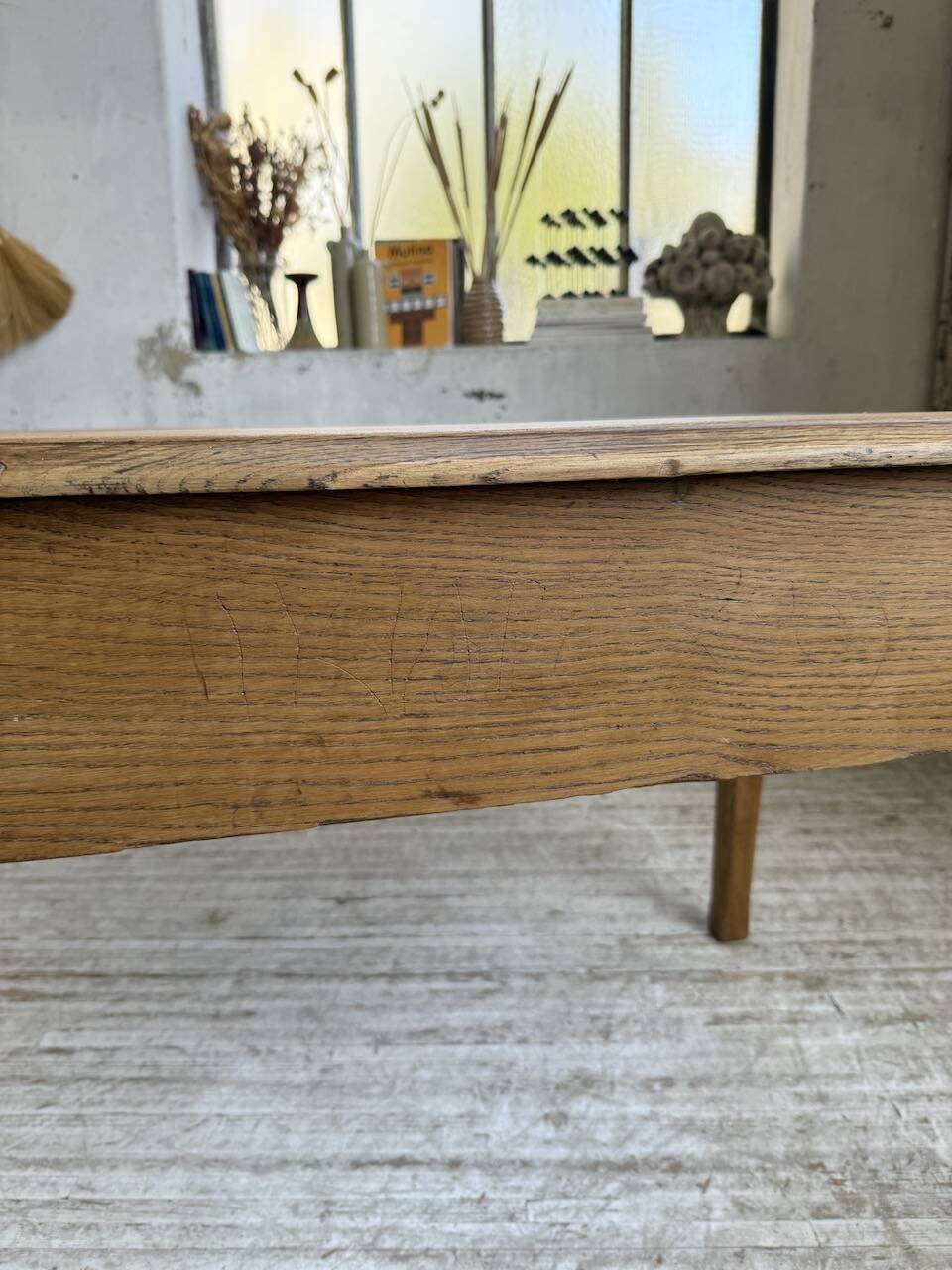 Oak desk with spindle legs, 1950s