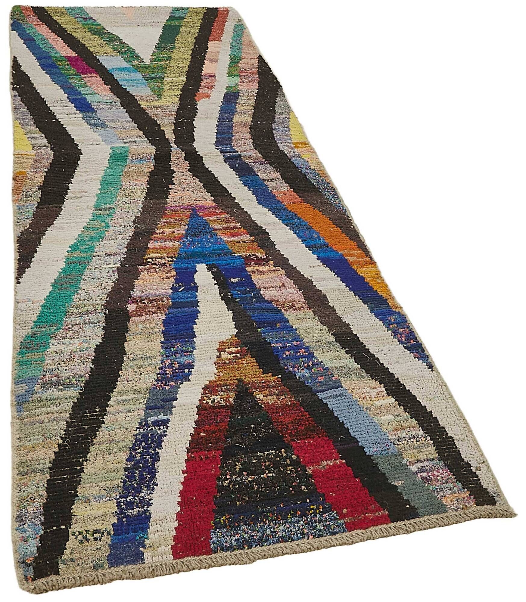 Tapis boho recyclé turc fait main 98 cm x 290 cm