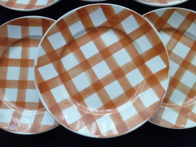 Set of 6 flat plates Badonviller Decoration yellow tiles