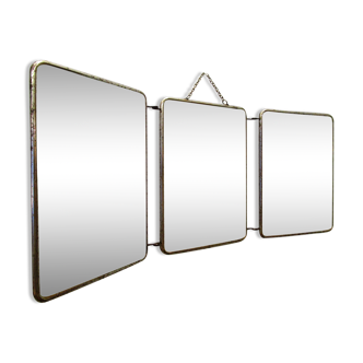 Miroir barbier triptyque des années 60 - 24 x 58 cm