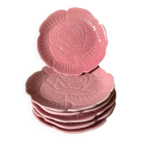 Pink flower earthenware plates