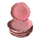 Assiettes barbotine fleur rose