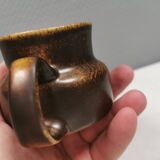 Pot à crème en glaçure fourrure de lièvre, danois et des années 1970-80.