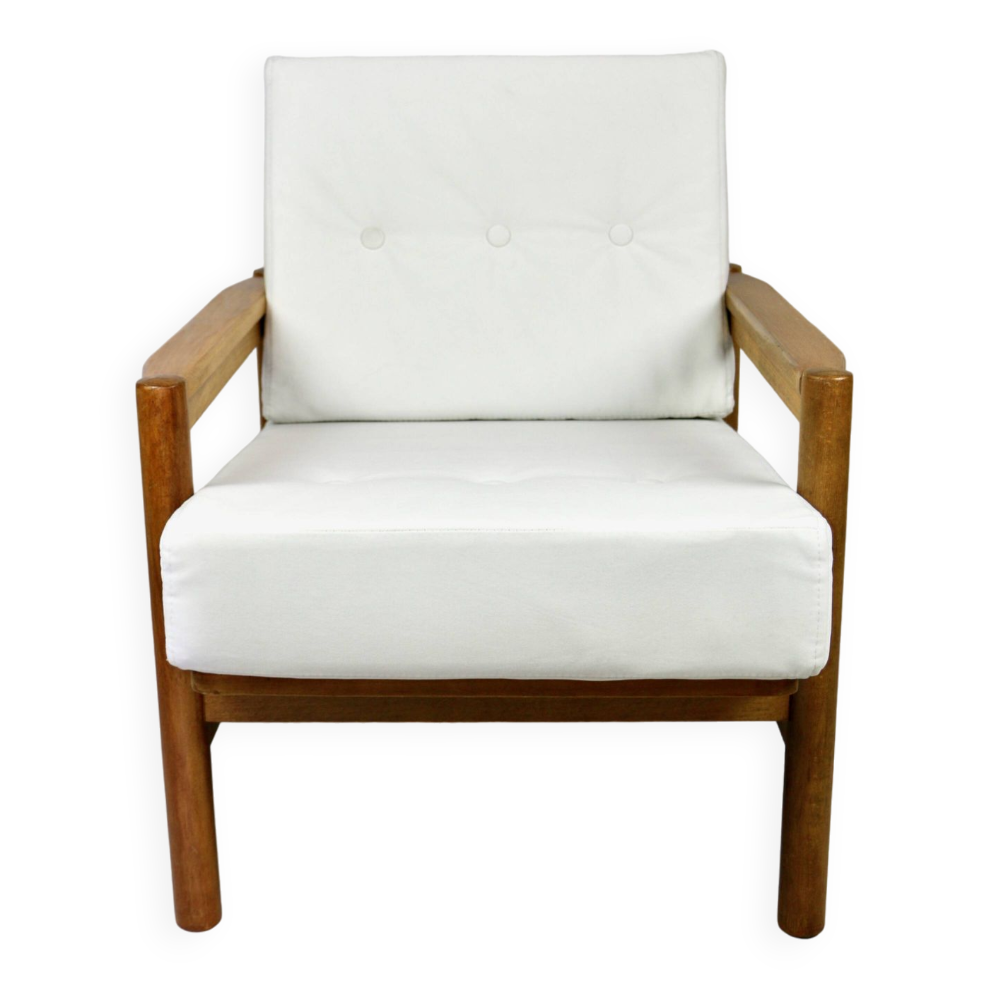 Vintage Armchair in White Ivory, 1970s