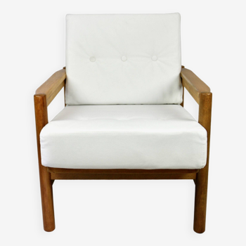 Vintage Armchair in White Ivory, 1970s
