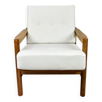 Fauteuil vintage en ivoire blanc, 1970