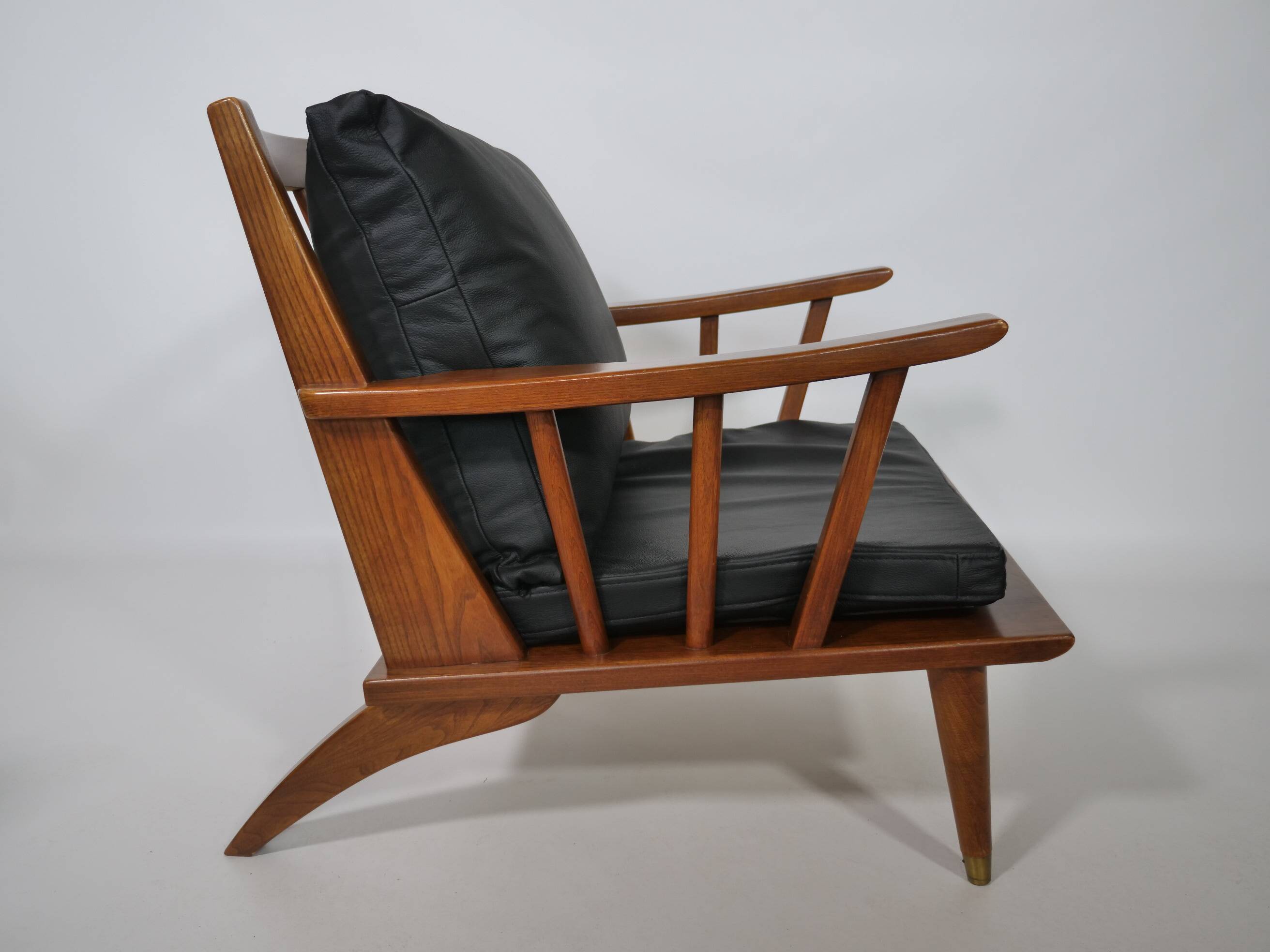 Leather Lounge Armchair Set – Teak, 1960s Mid-Century Vintage