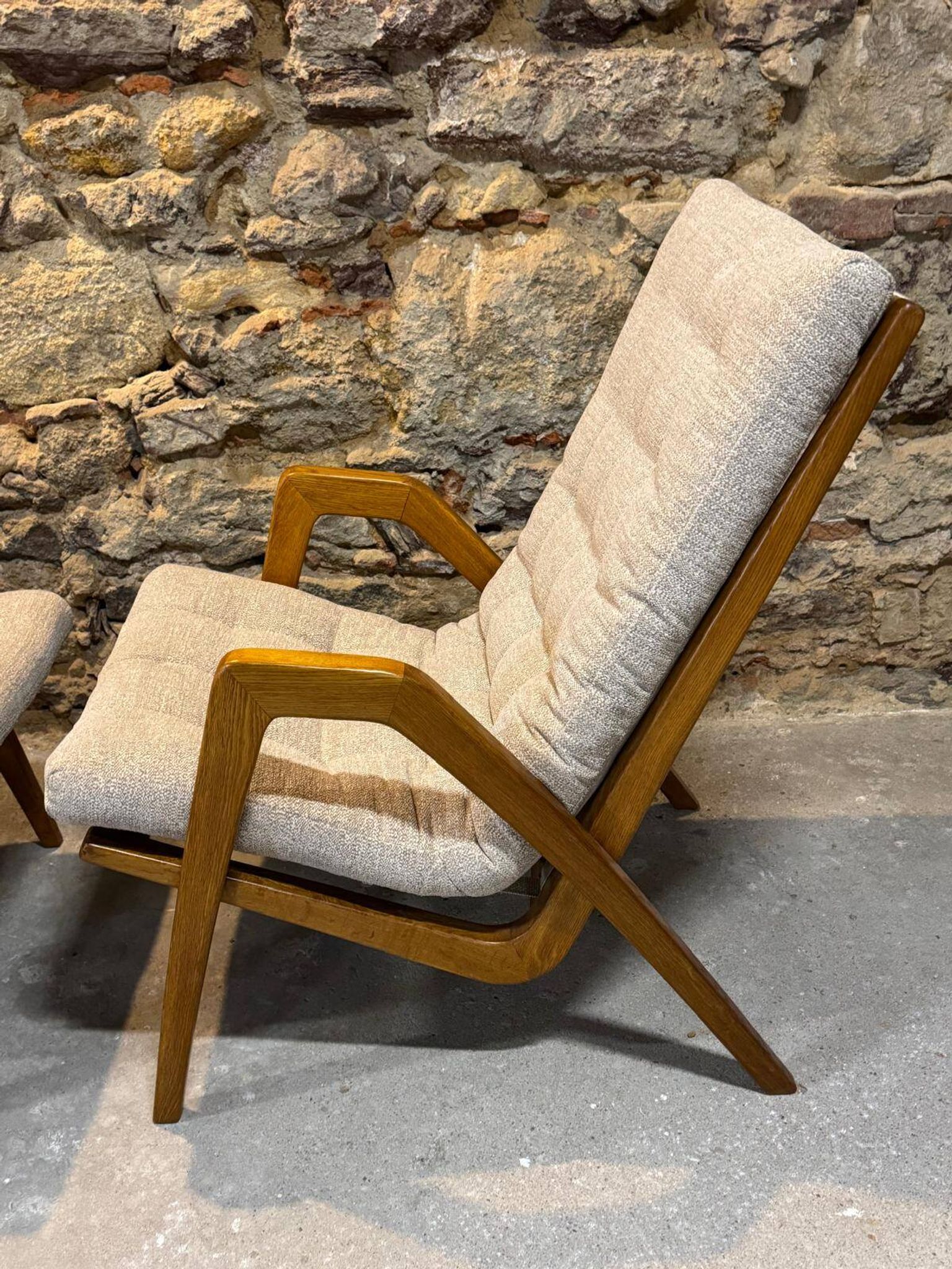 Pair of armchairs by Jan Vaněk, 1940s, fully restored, Czechoslovakia