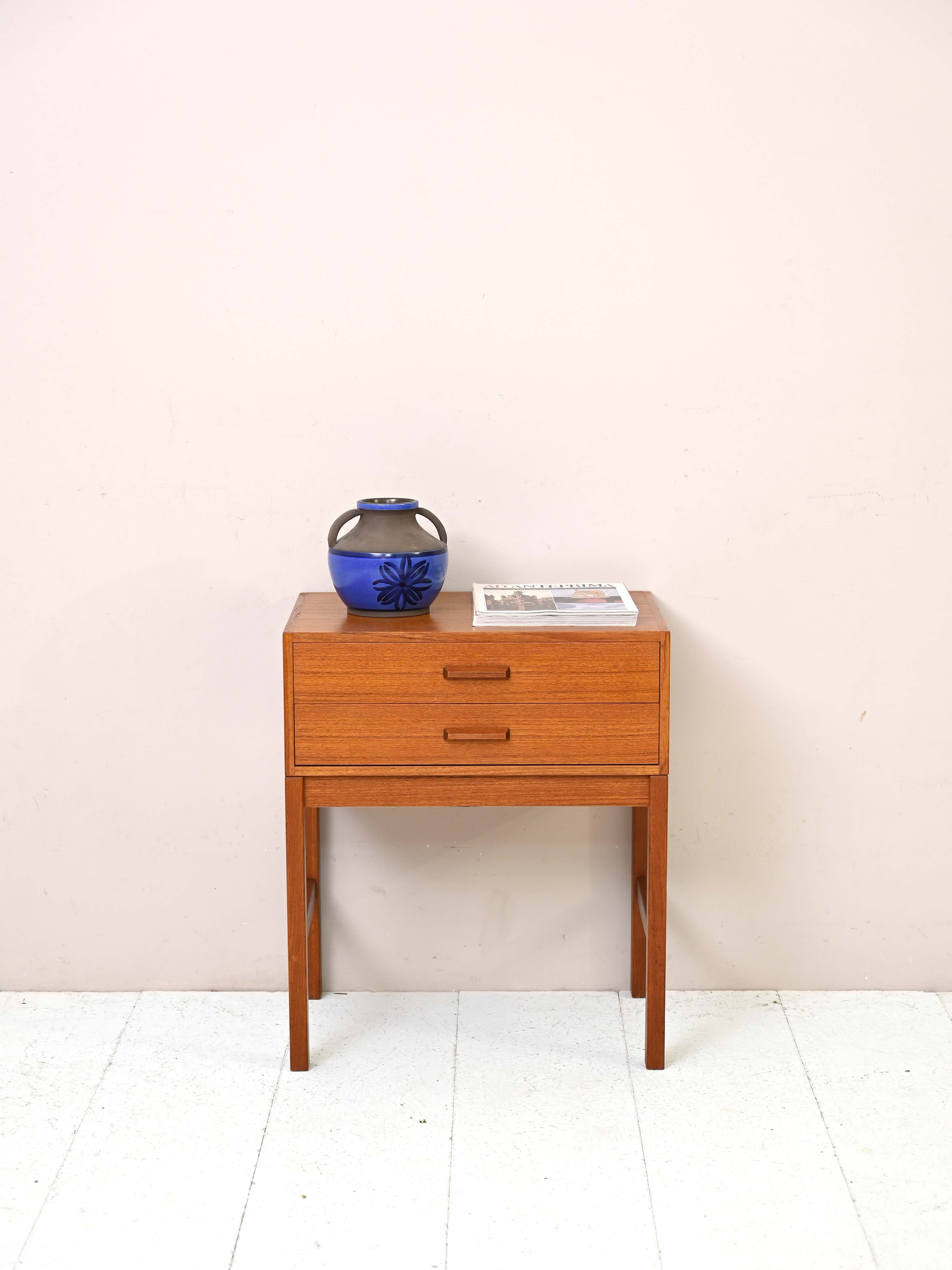 Scandinavian vintage nightstand with two drawers