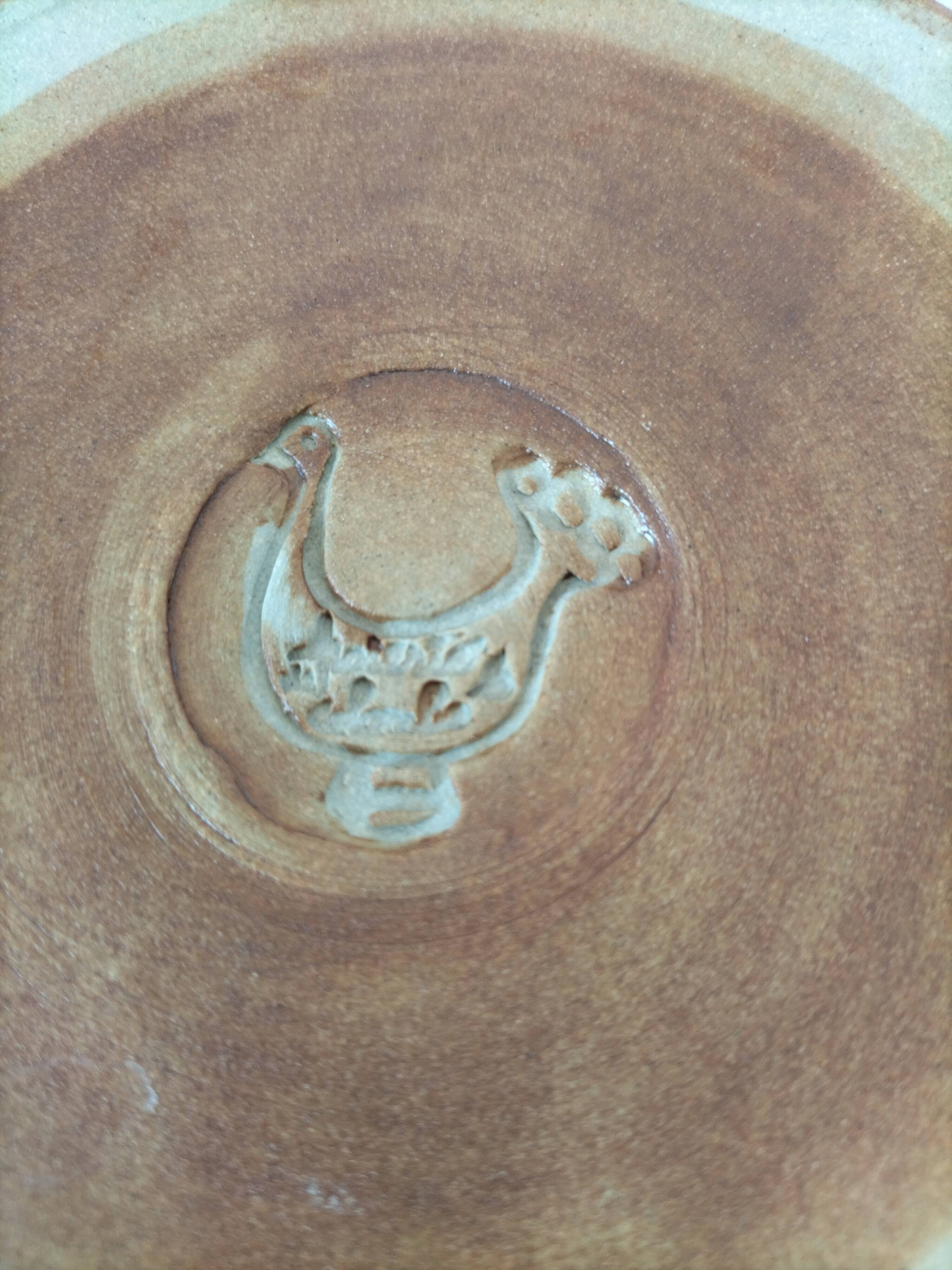 Coupe en grès Poterie de la Colombe décor tachiste, années 60