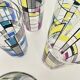 Set of 6 Vintage Hand-Painted Tall Glasses, USA 1950s-60s