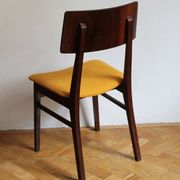 Vintage dining chair from the 1960s, Scandinavian style, wood and fabric.