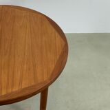 Round extending dining table in teak by Velje 1960s Denmark