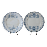 Set of 2 flat plates, in their original condition, St Amand Regency model, ironstone