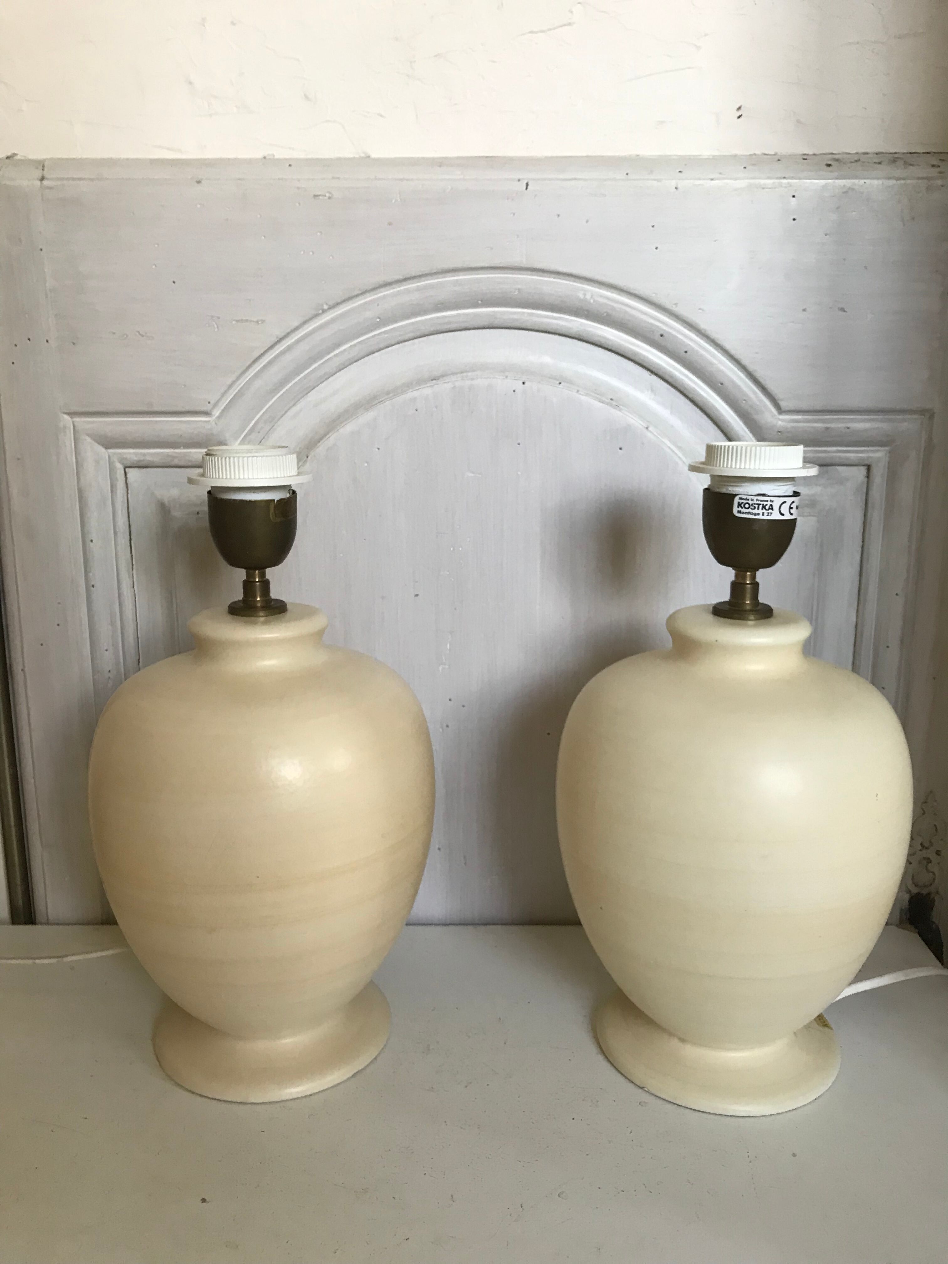 Pair of Kostka ceramic lamps