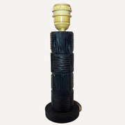 Midcentury brutalist bakelite table lamp, bouclé shade 1960s