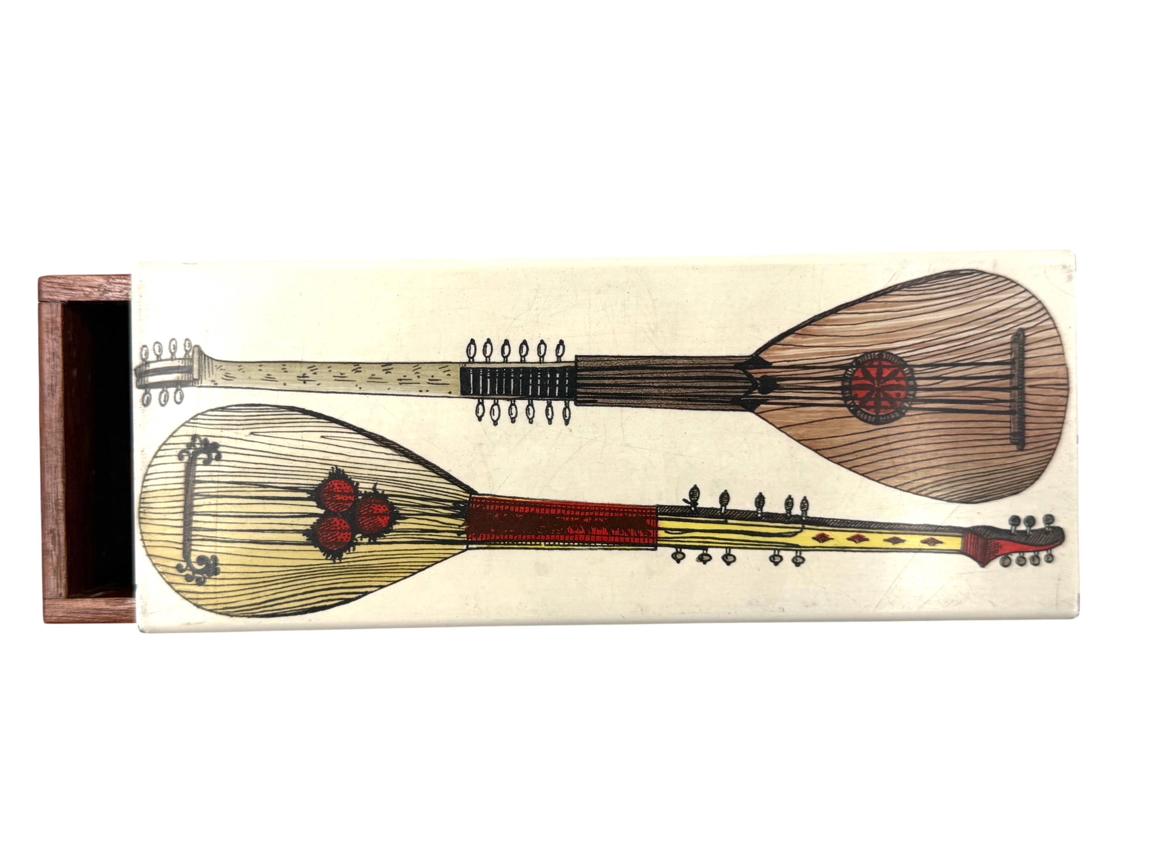 Piero Fornasetti, mandolins cigars Box, Milan Italy, ca. 1960s
