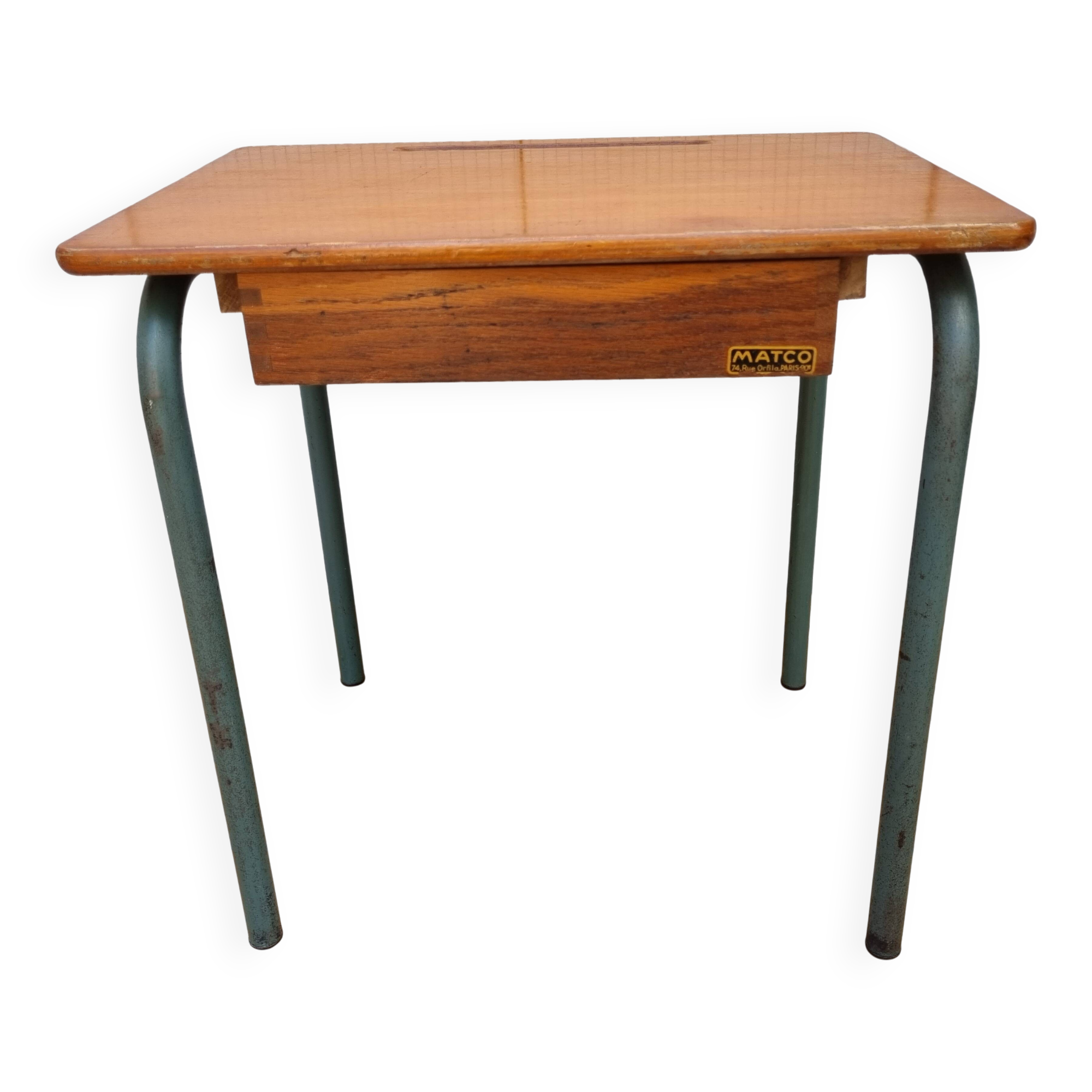 MATCO Paris Vintage School Desk with Drawer – 54 x 54 x 40 cm