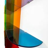 Multicoloured designer wall shelf in PMMA (plexiglass) 15 mm – 200×200×28 cm