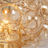 Large amber bubble glass pendant light by Helena Tynell for Limburg, Germany, 1970s.