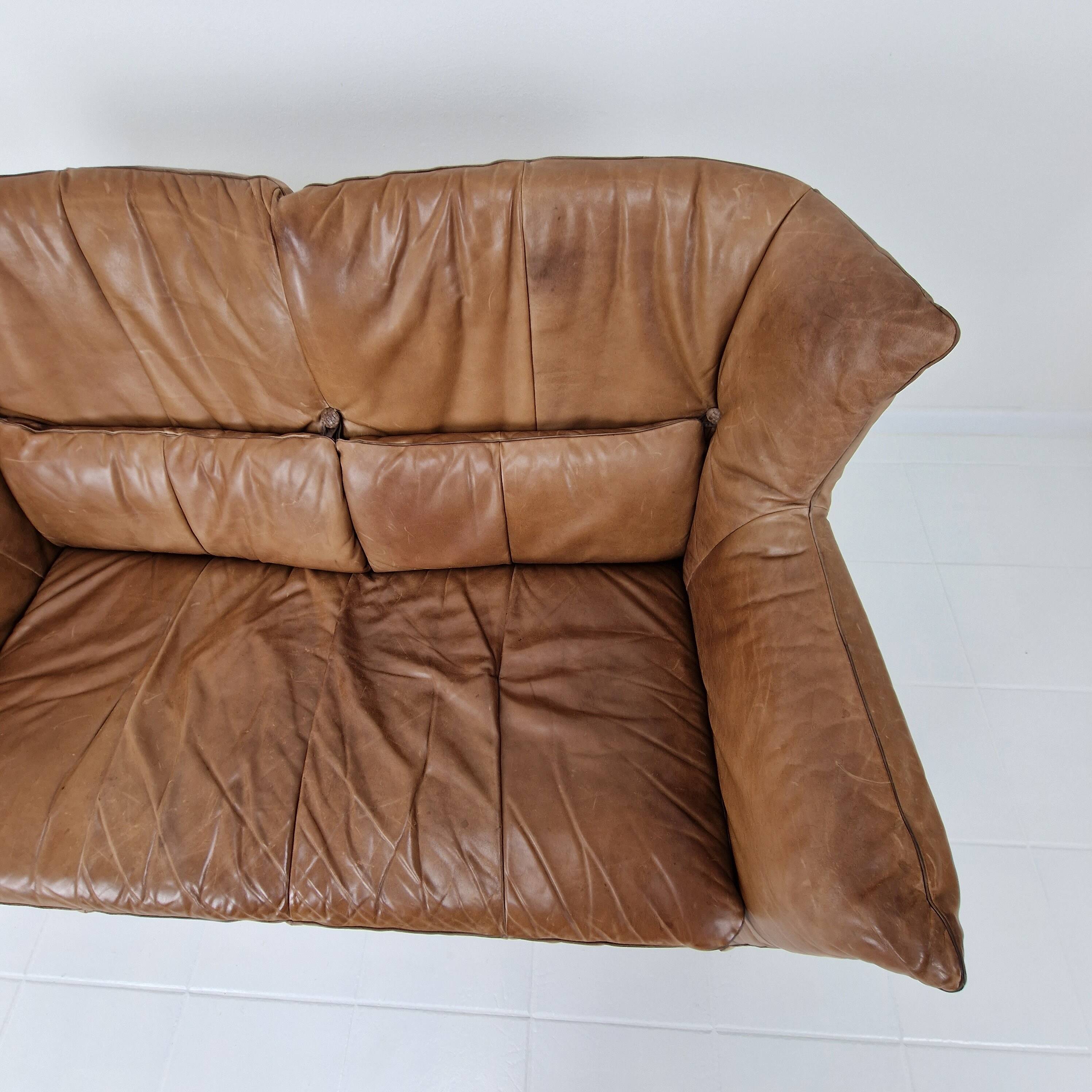 High Back Sofa in Cognac Leather by Gerard Van Den Berg for Montis, 1980s