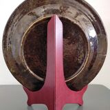 Vintage glazed terracotta plate from Dauphiné, Château decoration.