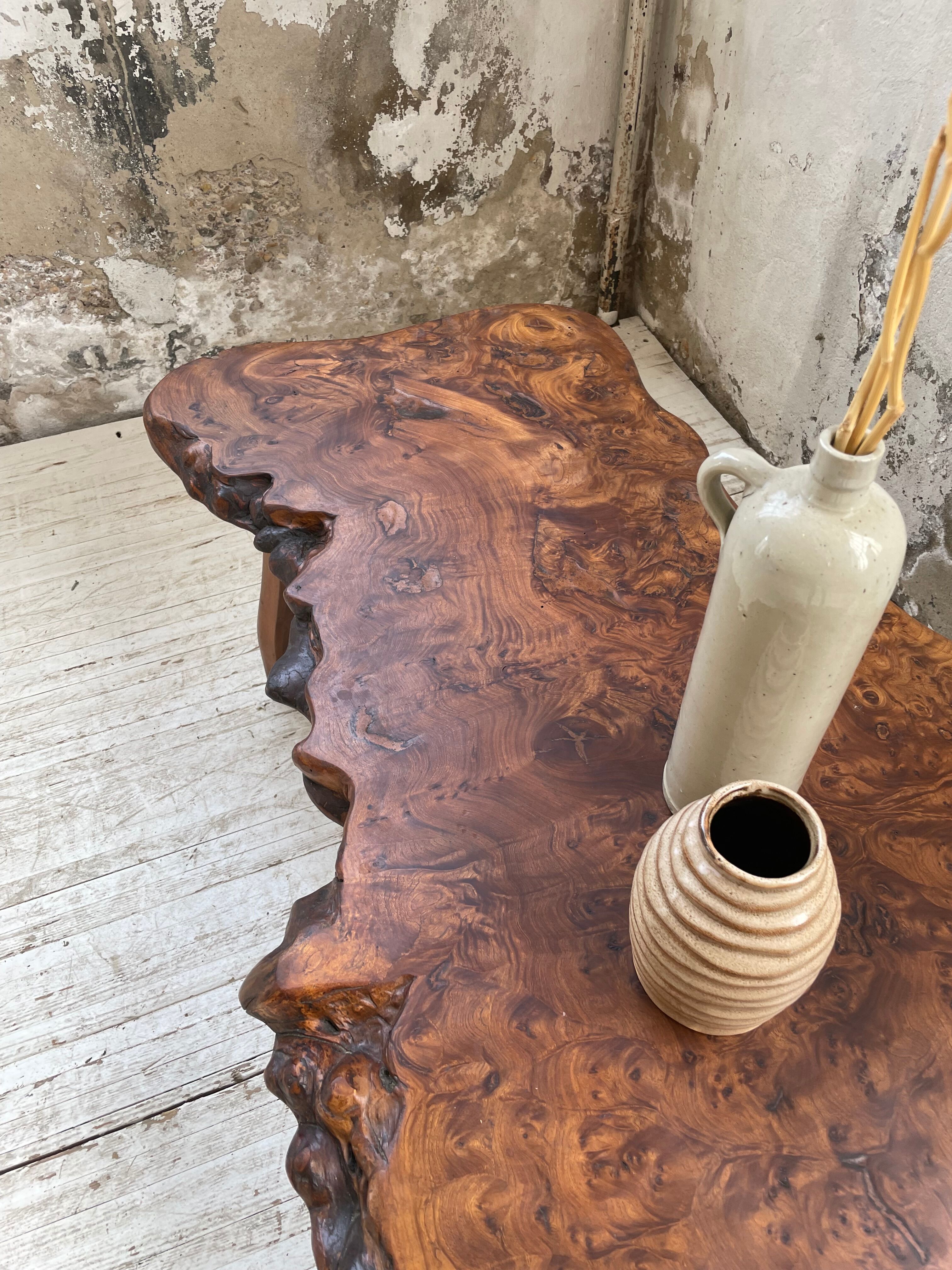 Solid free-form elm coffee table