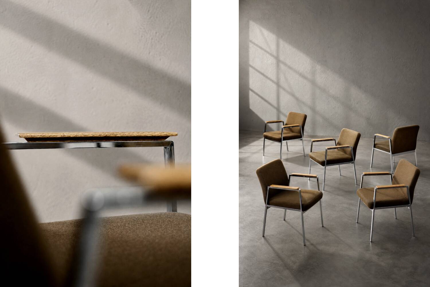 Chaise de conférence vintage mid-century moderne allemande marron de Drabert, 1970