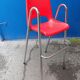 Children's high chair design chrome metal and vintage plastic