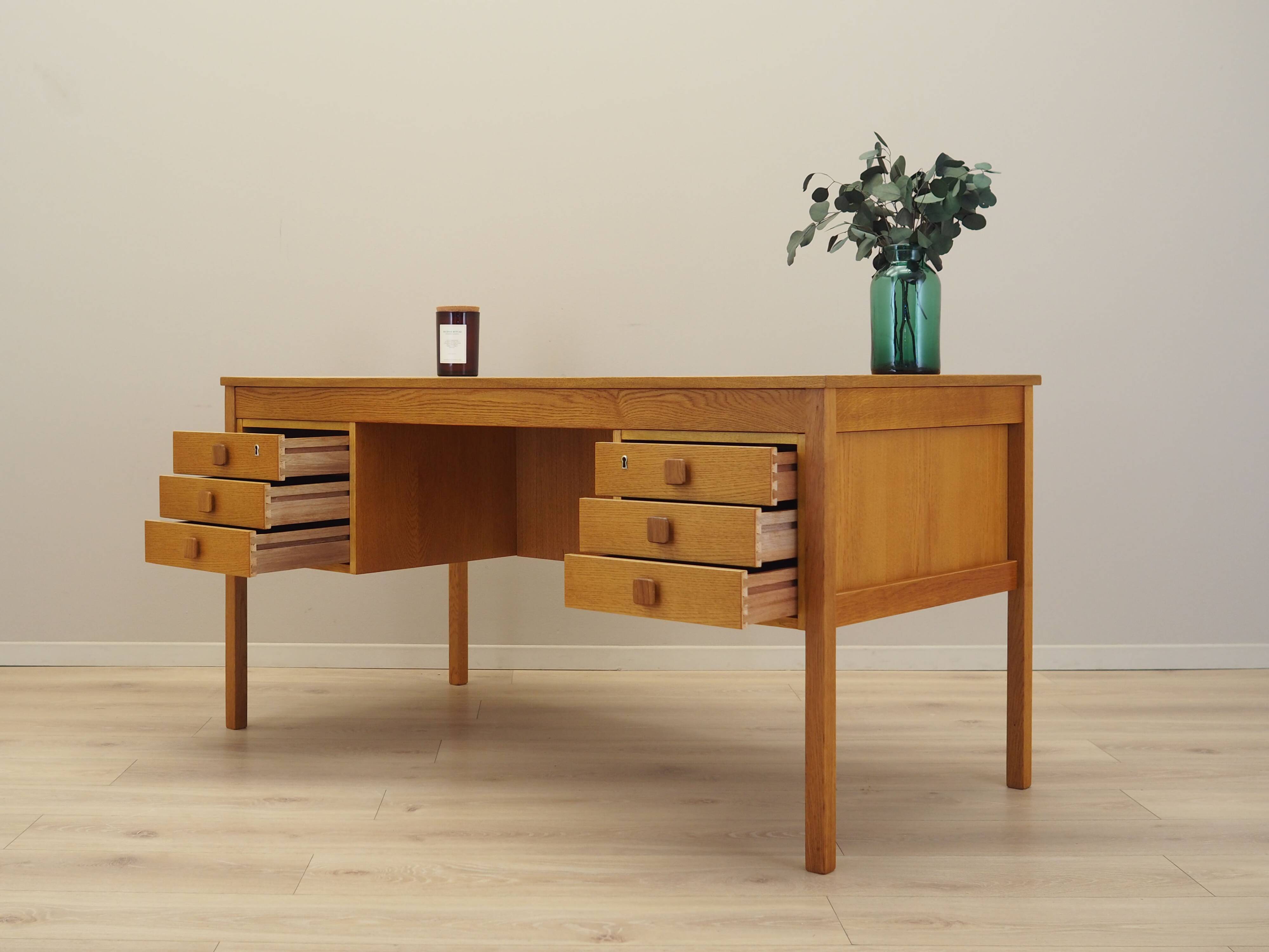 Ash wood desk, Danish design, 1970s, manufacturer: Domino Møbler