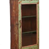 old Art Deco wall display case in original green teak