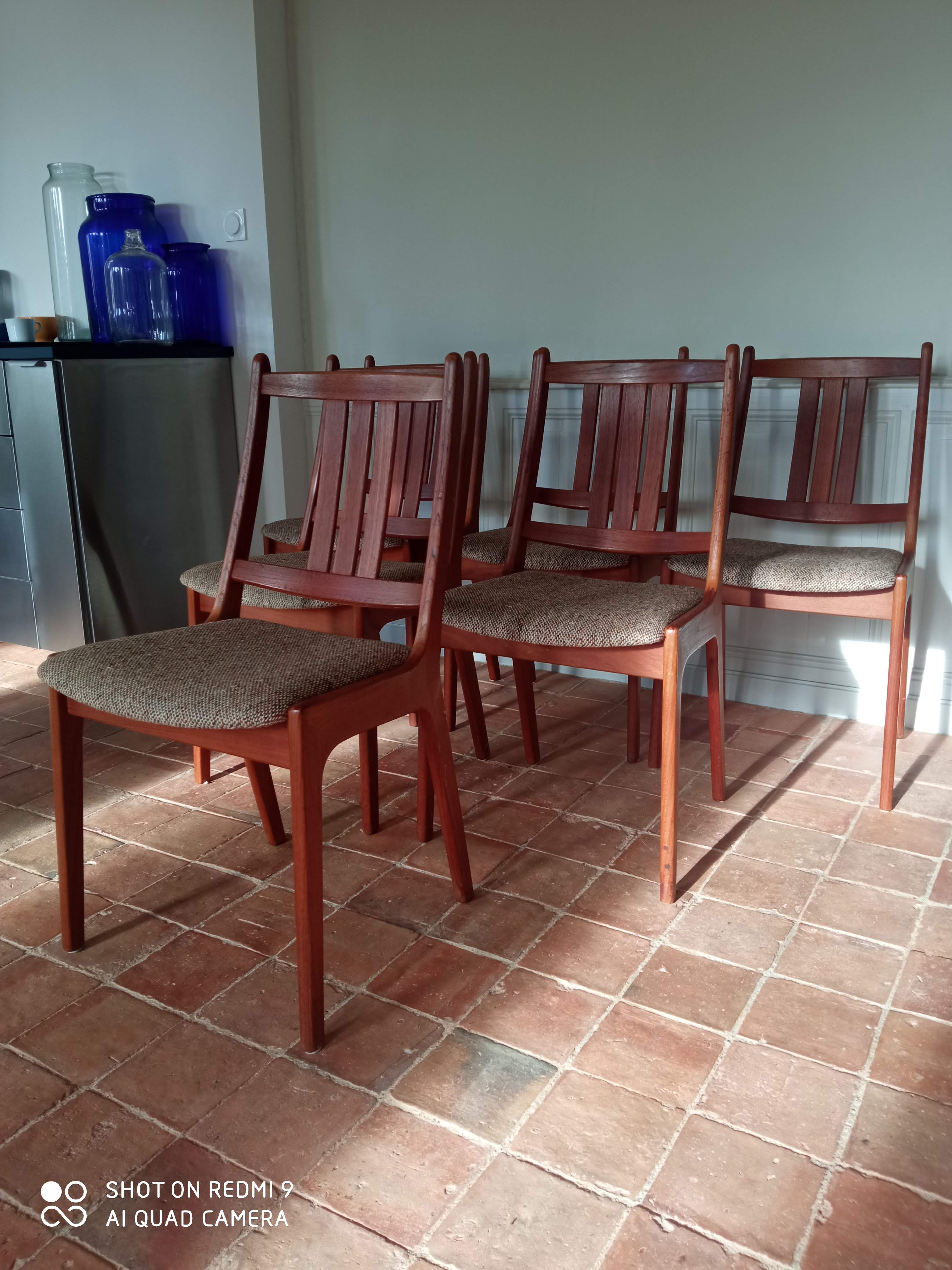 6 KS möbler chairs in teak and wool Kvadrat 60s
