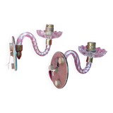 Pair of cup mirror sconces, Murano, vintage, 1940s
