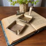 Duo of stackable bronze ashtrays