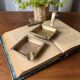 Duo of stackable bronze ashtrays