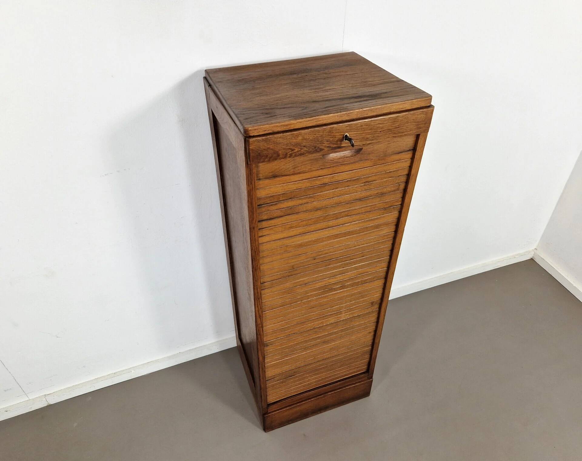 Vintage large oak shutter cabinet | 1930s