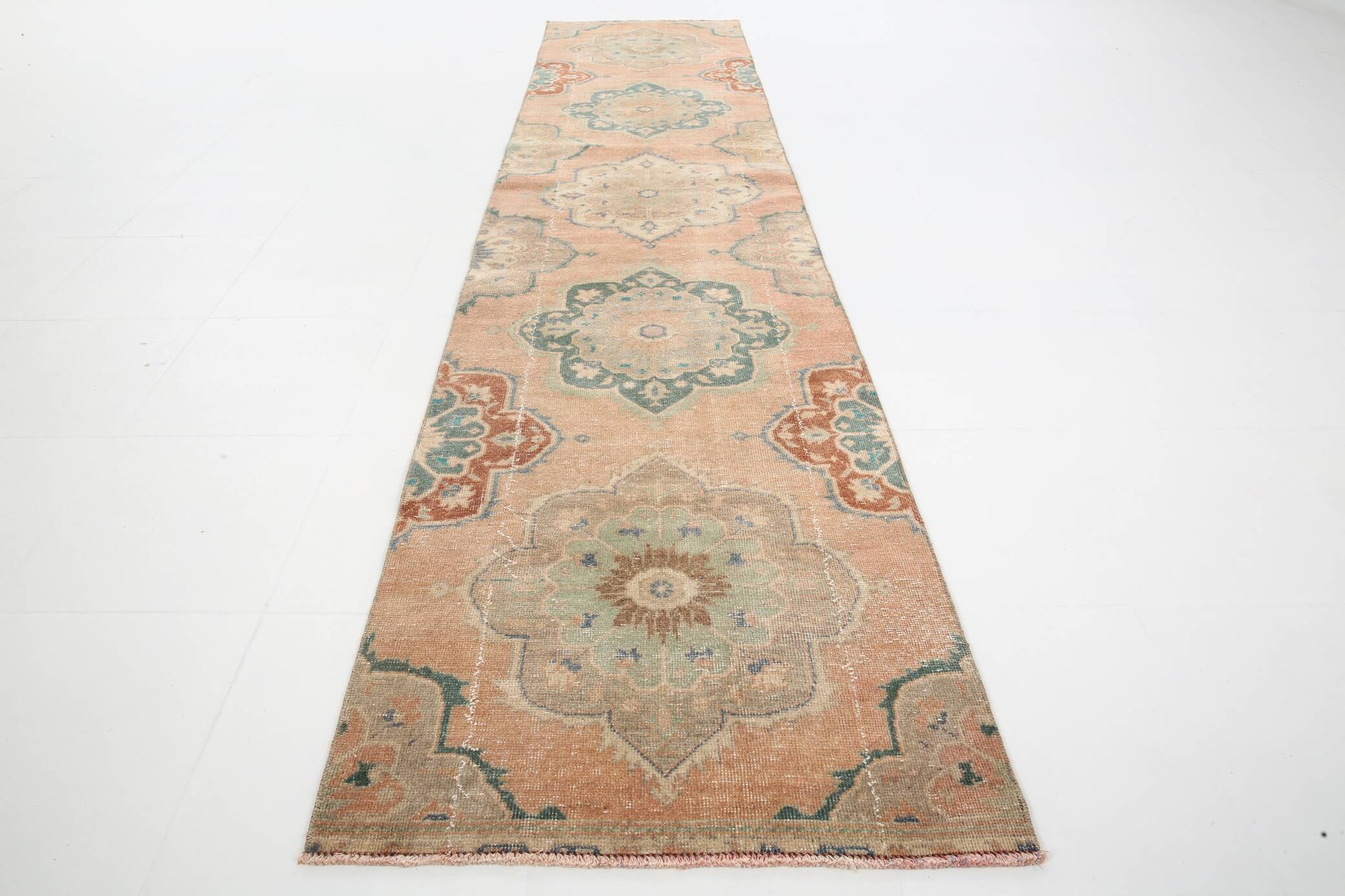 3x12 Soft Wool Pale Red Turkish Vintage Runner Rug