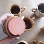 Set of 7 vintage stoneware yellow coffee cups