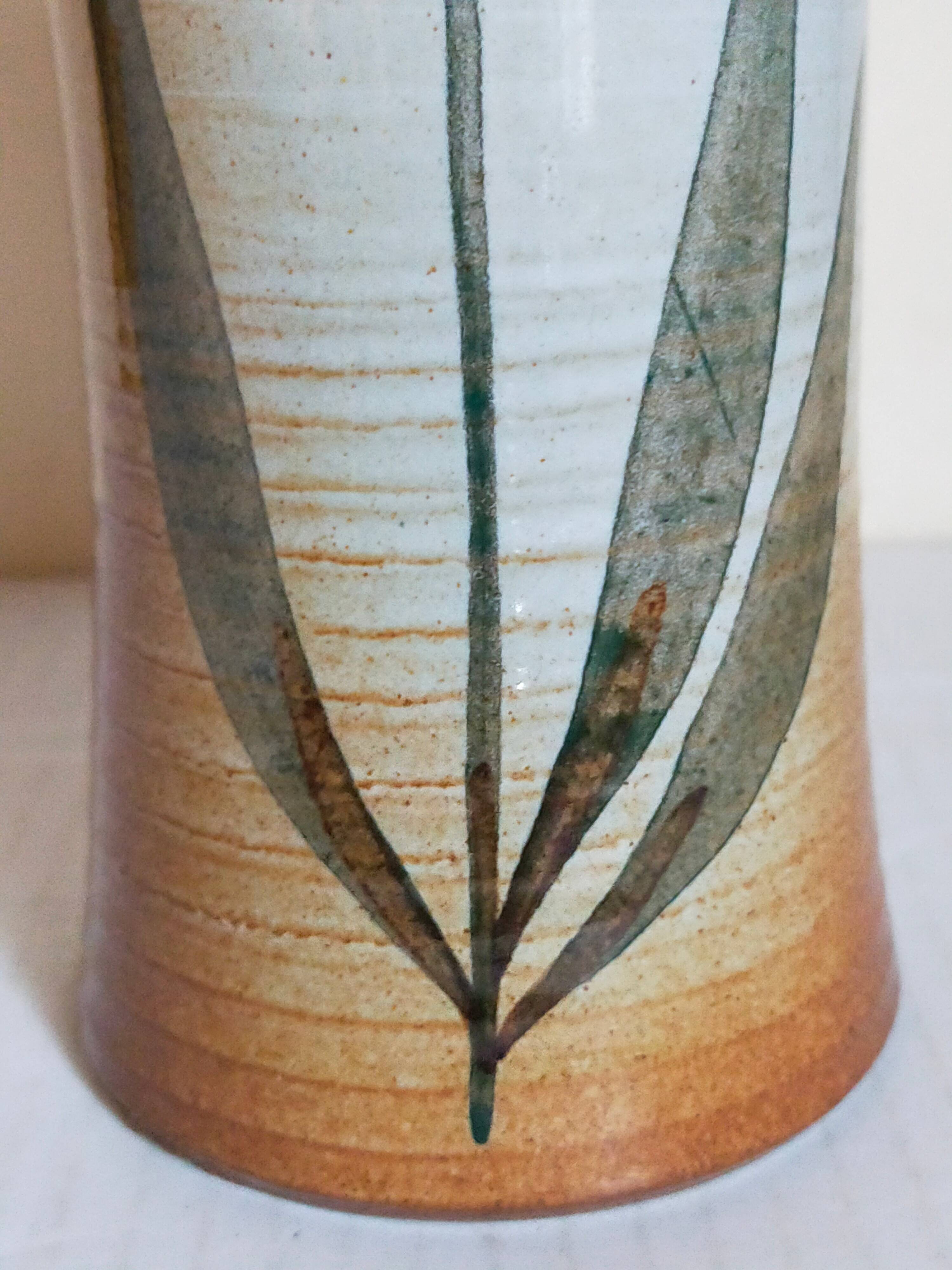 Vintage enameled stoneware potter's diabolo vase