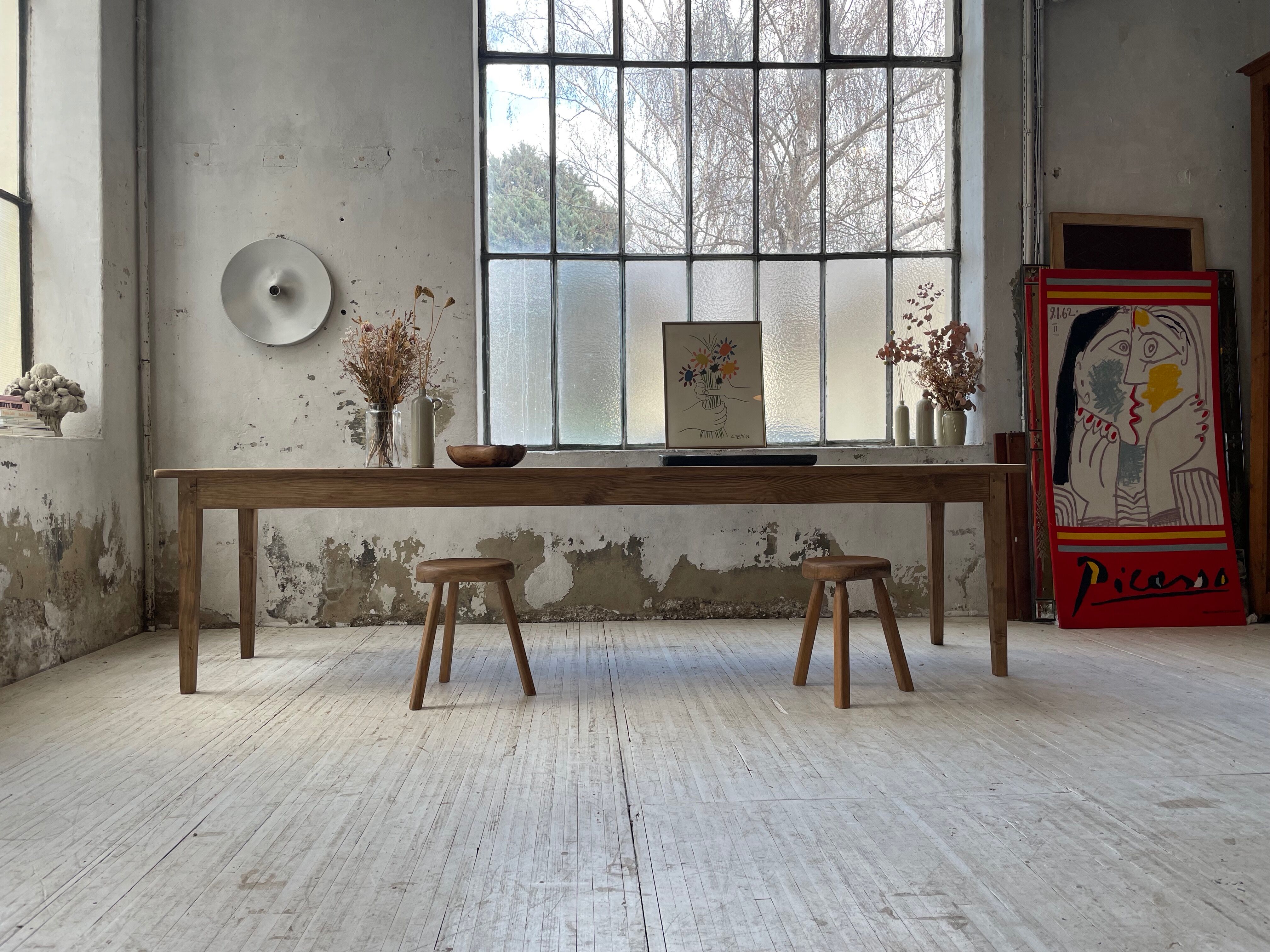 XL farmhouse table in beech and pine 3m