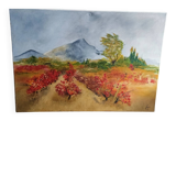 Textured autumn landscape painting – signed Jane – 70x50 cm