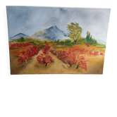 Textured autumn landscape painting – signed Jane – 70x50 cm