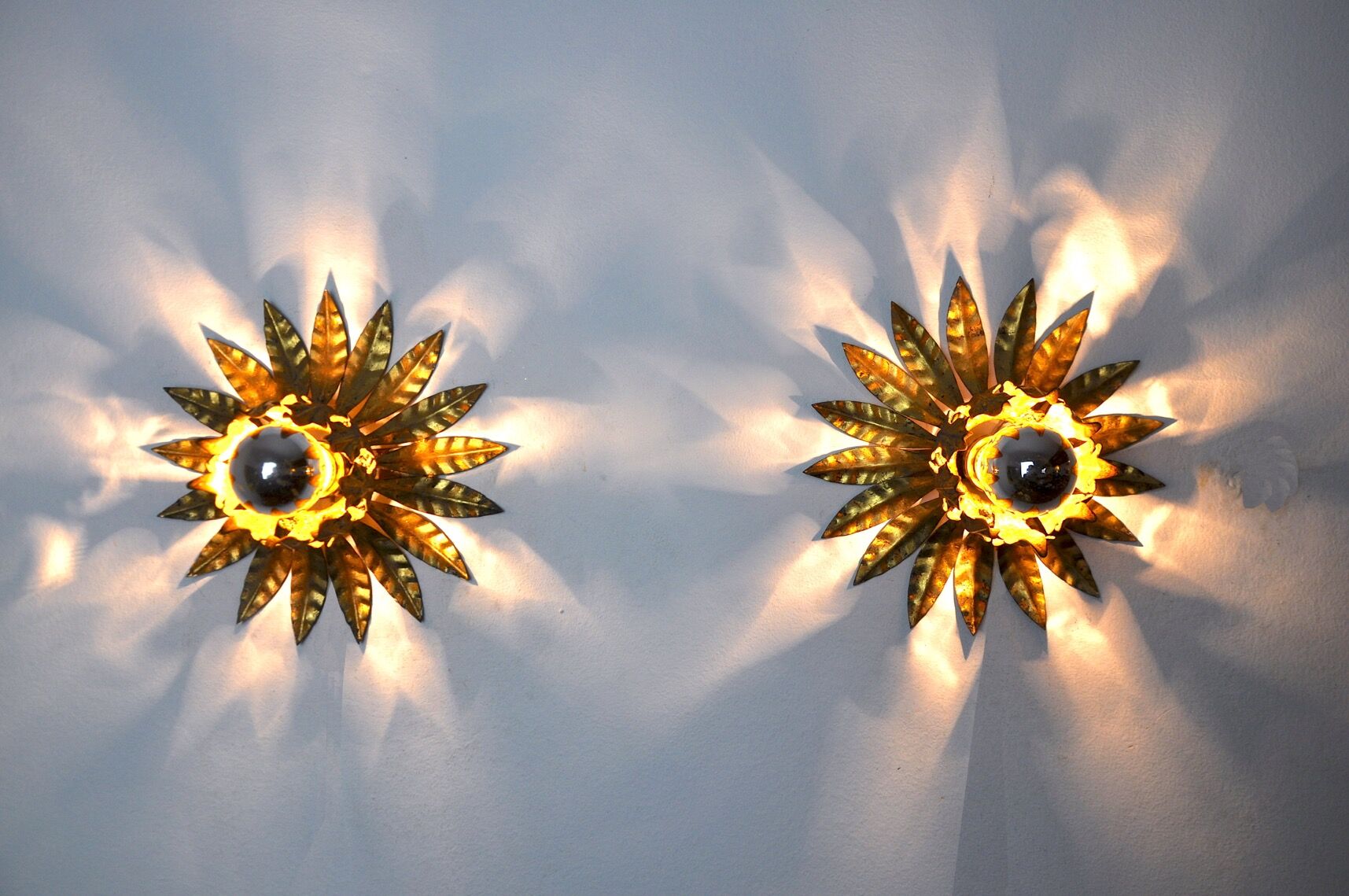 Paire d'appliques " Soleil" par Ferro Arte, midcentuy, Espagne