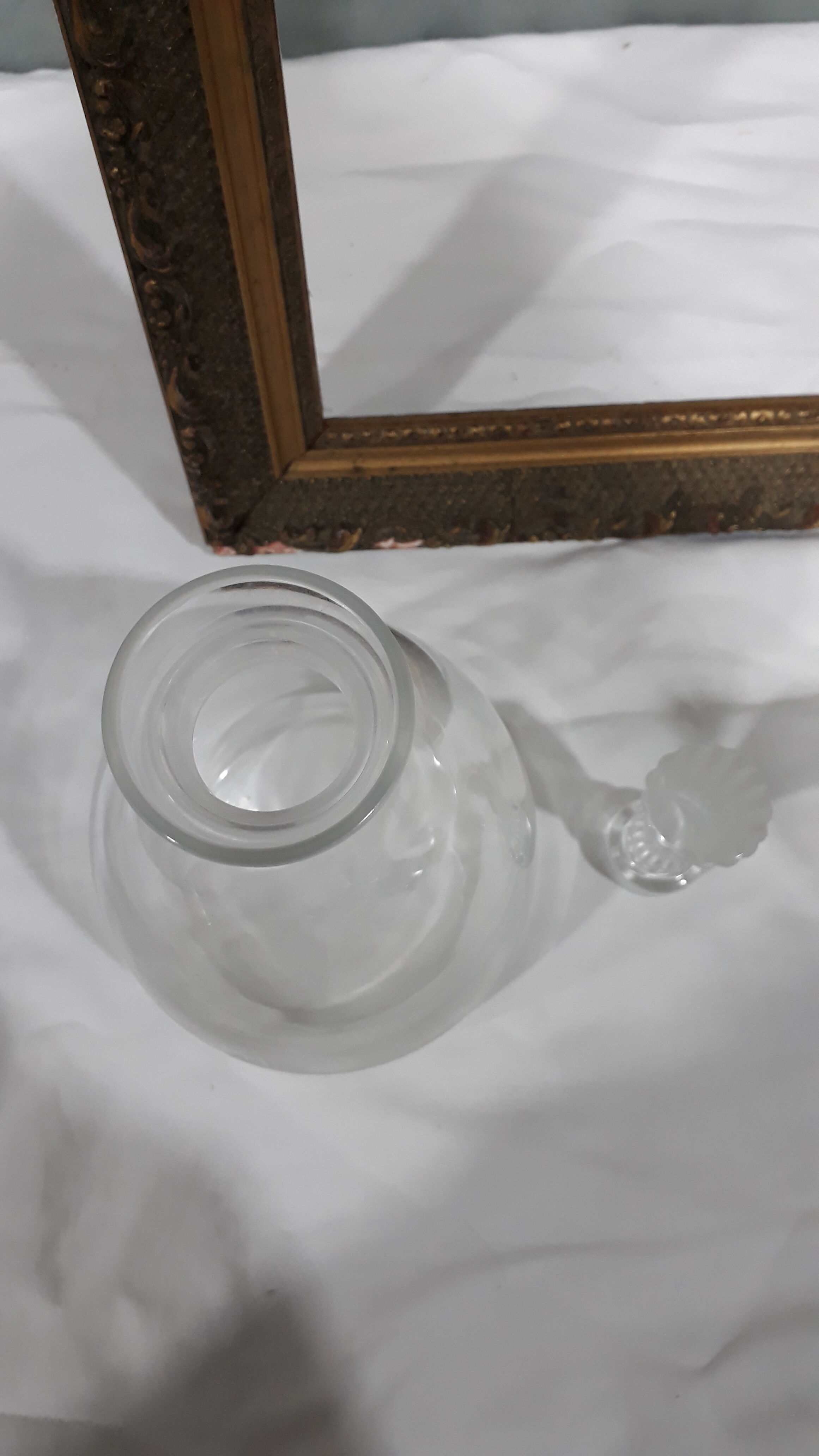 Old glass decanter signed Lalique