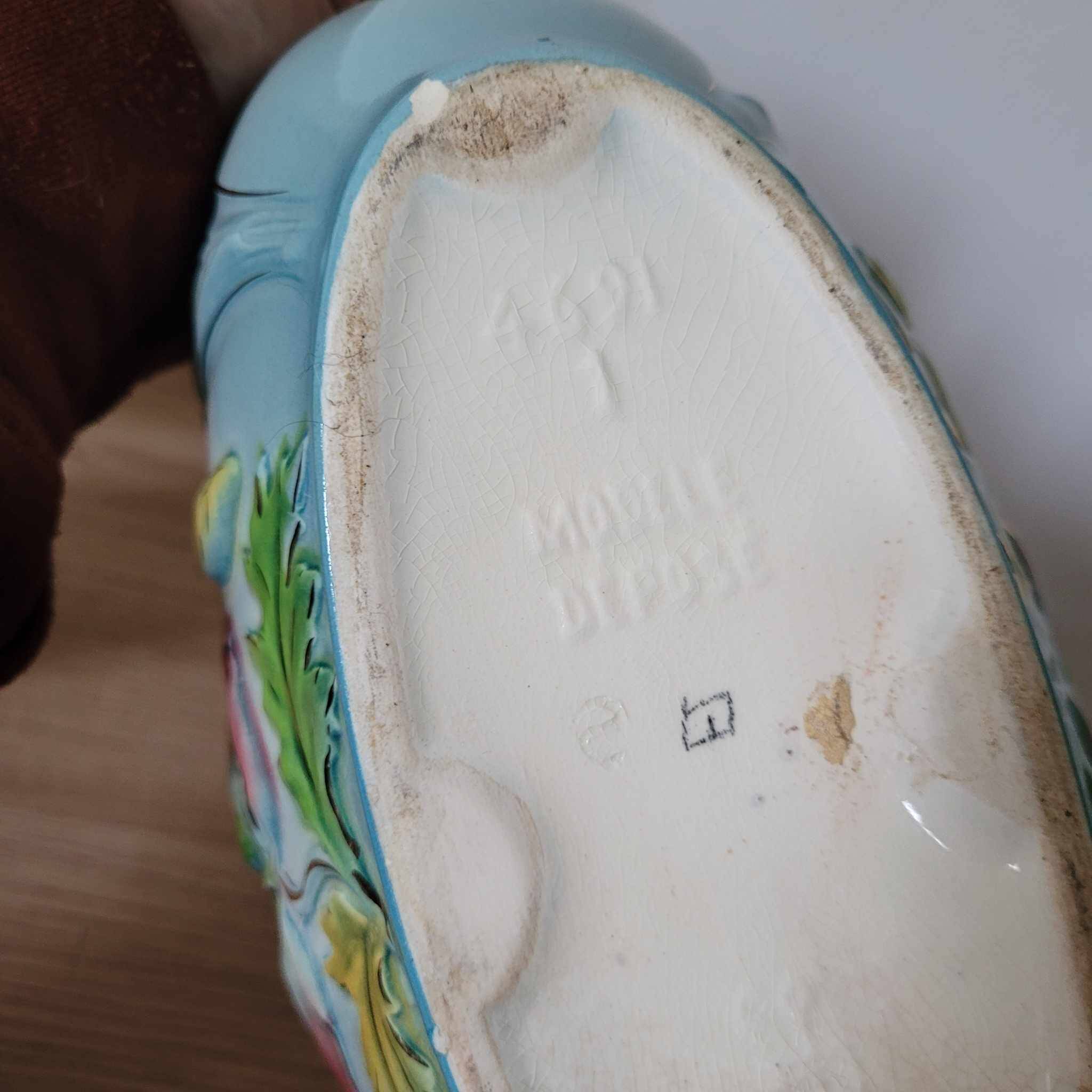 2 vases + Art Nouveau planter signed Gustave de Bruyn