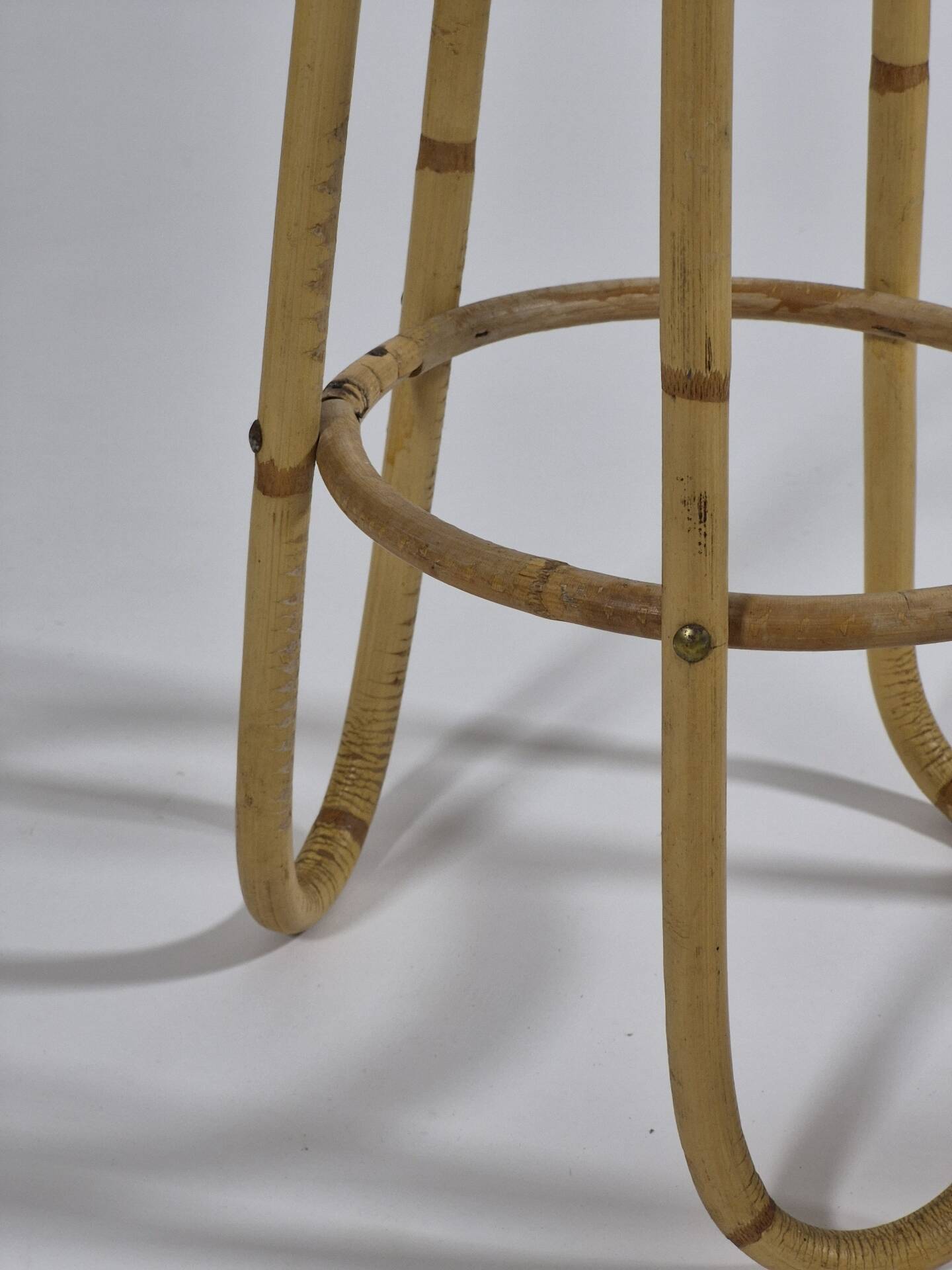 Pair of vintage mid century bamboo ice glass flower stands