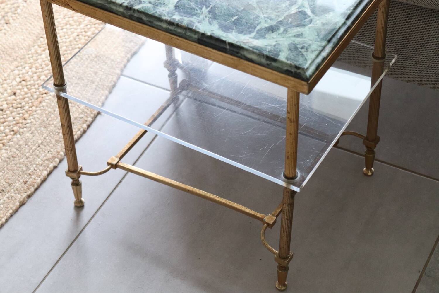 Vintage Green Marble Side Table